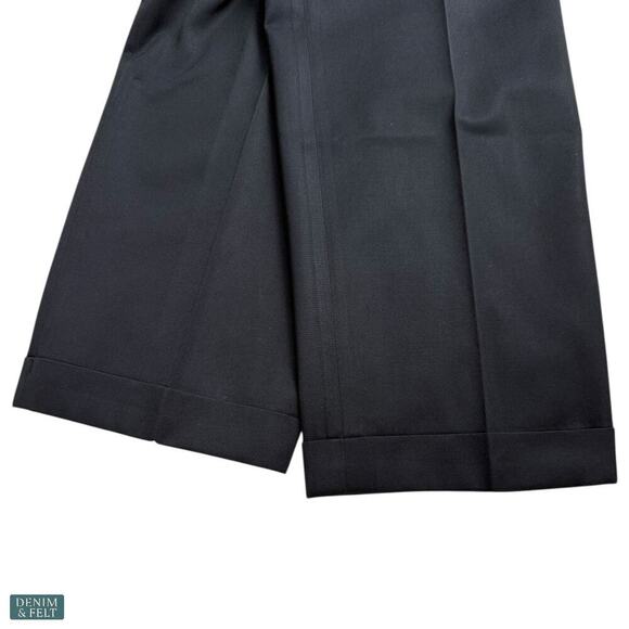 Louis Raphael Luxe Wool Pleated Dress Pants Hidden Waistband Black Classic 34x32 - Picture 7 of 12